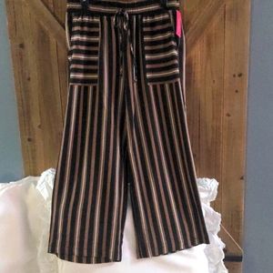 Brown and cream striped capris